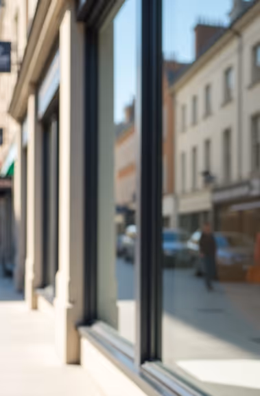 Stylish aluminium shop front with full-height glazing.